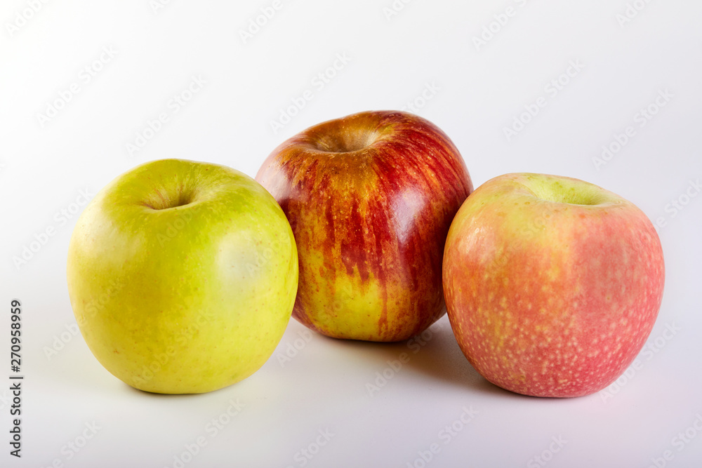 three apples on white background three apples on white background