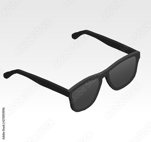 Cartoon isometric vector sun glasses isolated on white background. Vector illustration.