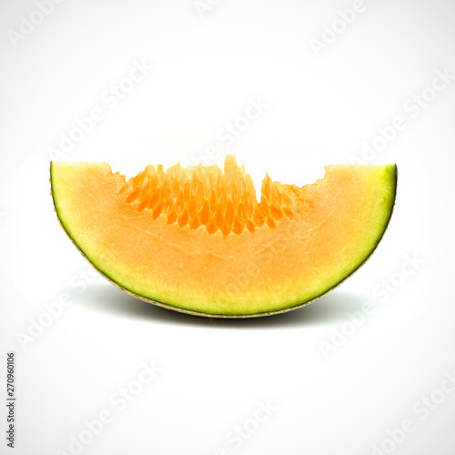 Cantaloupe Melon,with Orange flesh on the White Blackground.