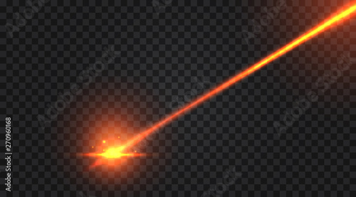 Realistic laser beam on transparent background. Vector illustration.