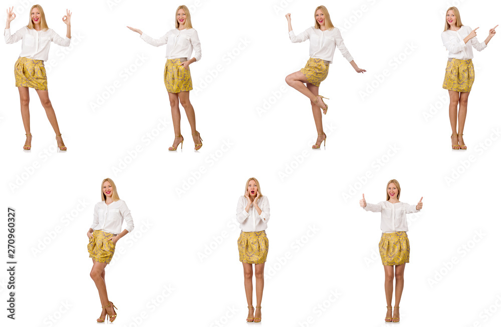 Collage of woman in fashion look isolated on white Collage of woman in fashion look isolated on white