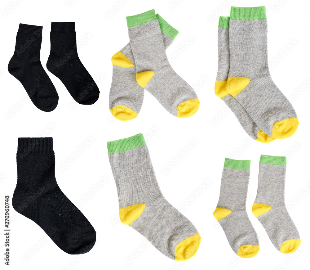 Cotton socks, set and collection. Isolated background Cotton socks, set and collection. Isolated background