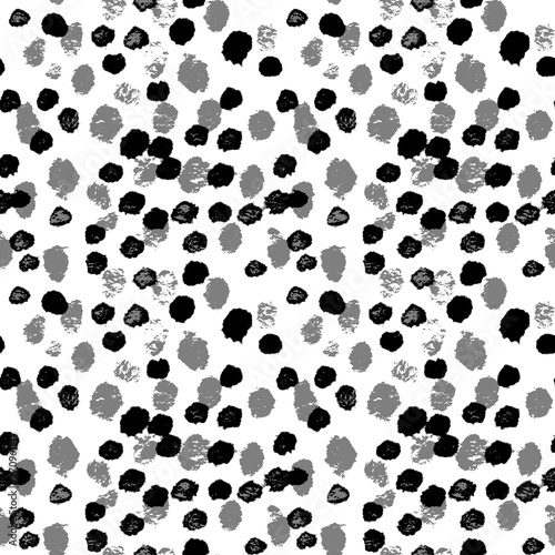 Hand drawn watercolor seamless pattern abstraction black and white dots