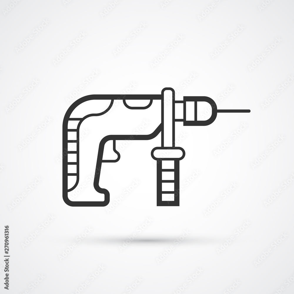 Drill hand flat line black icon. Vector eps10 Drill hand flat line black icon. Vector eps10