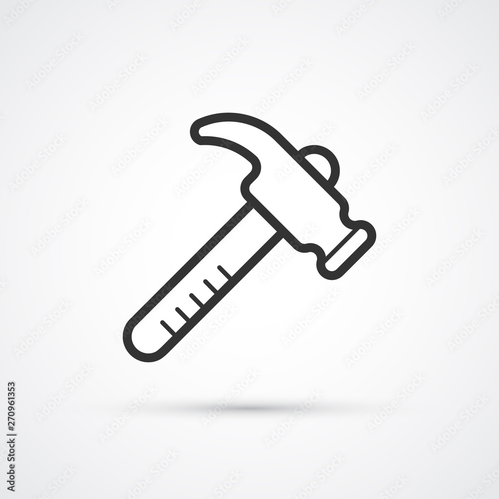 Hammer line flat cute icon. Vector Illustration eps10 Hammer line flat cute icon. Vector Illustration eps10