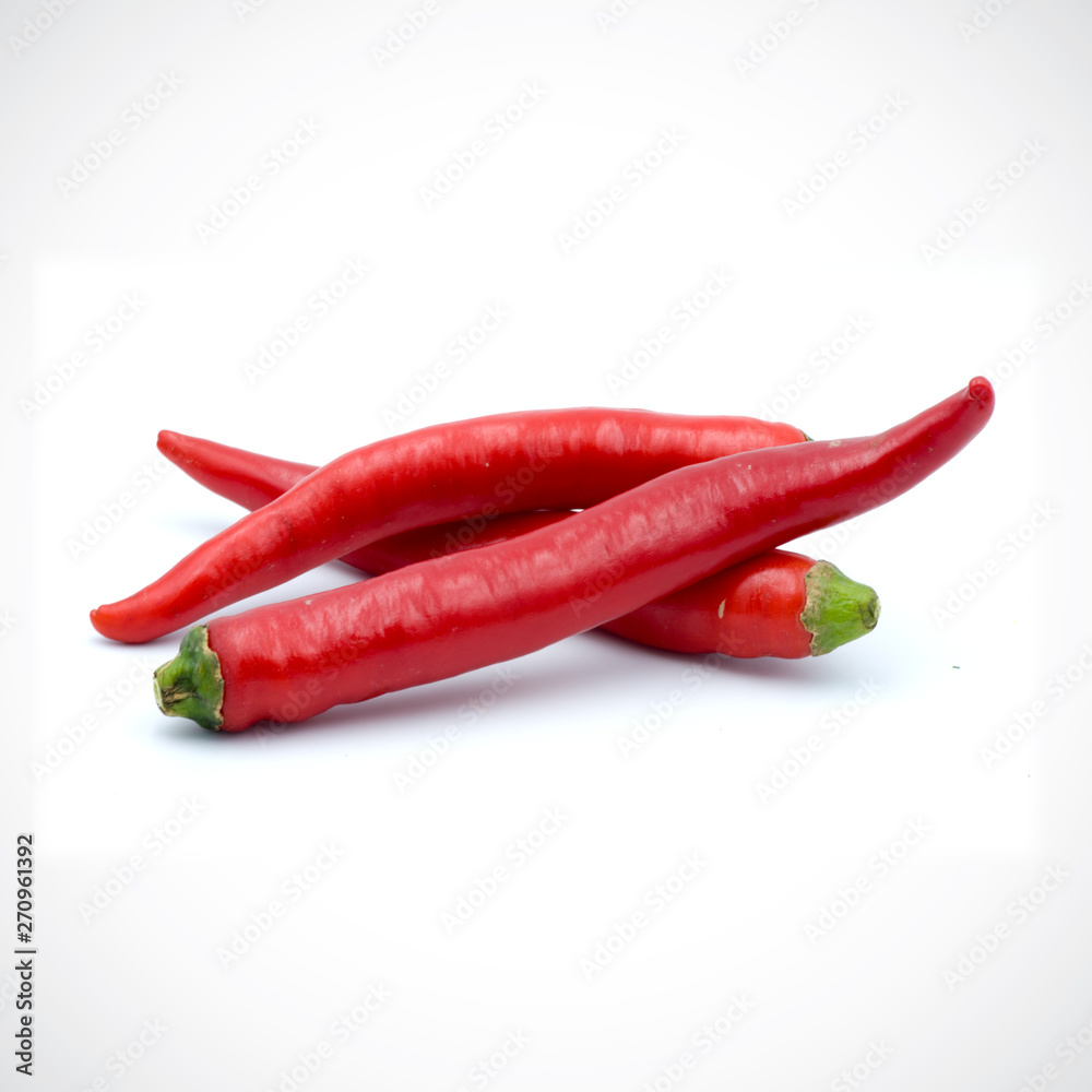 Red hot chili pepper isolated on the white background.