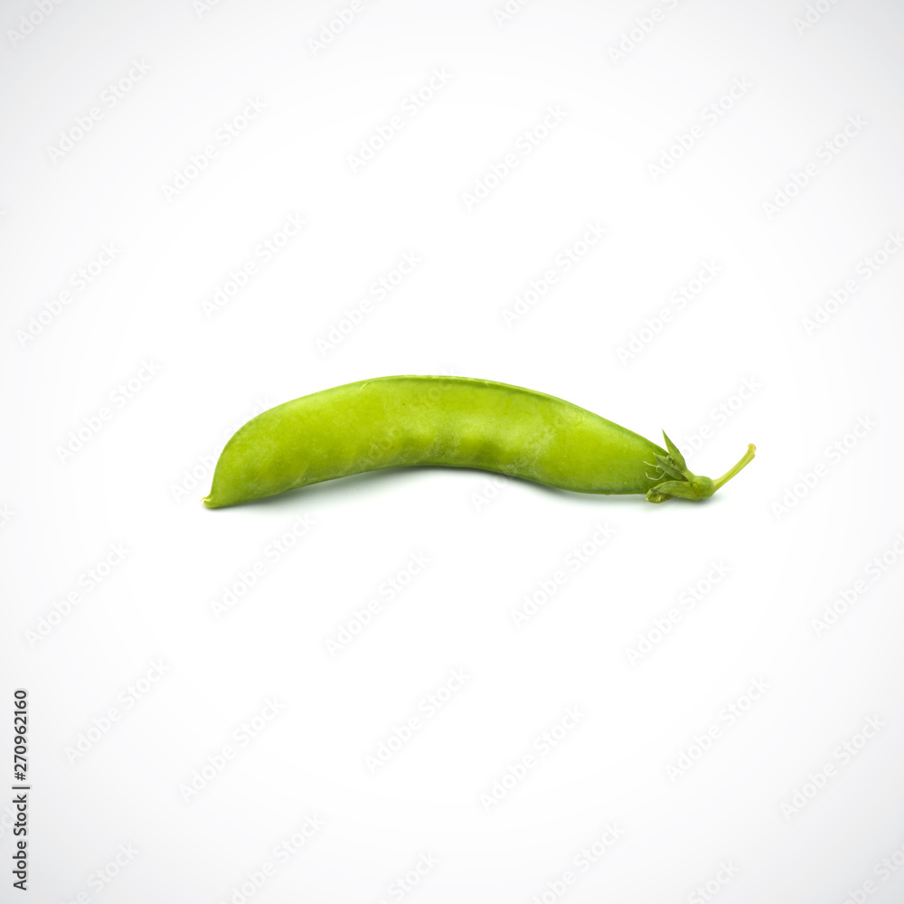 Soft peas, one piece isolated ,on the white background.