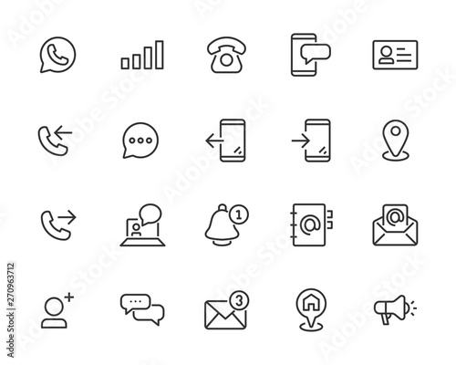 set of web icons, such as address, contact, social media, add friend, e-mail, app