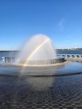 Fountain on the embankment in Dnipro city