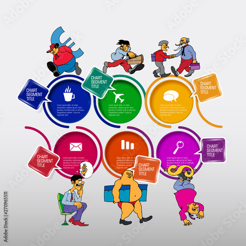 Abstract infographics template with cartoon character. Vector illustration