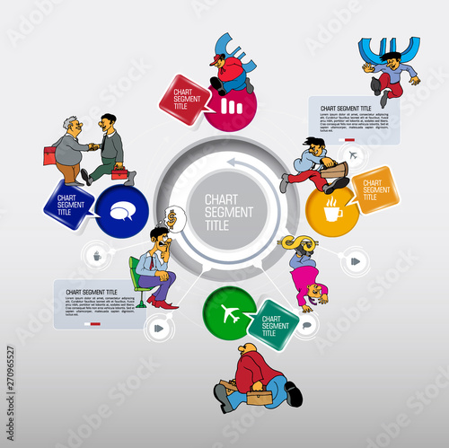 Abstract infographics template with cartoon character. Vector illustration