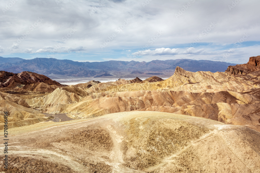 Yellow sand formations in Zabriskie Point in Death Valley National Park, California, USA