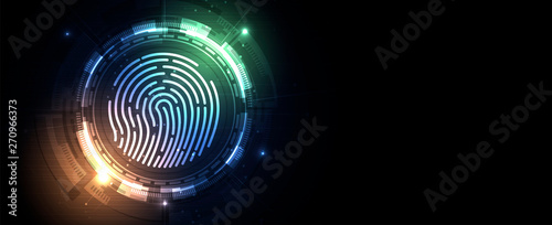 Abstract fingerprint technology business background. Circuit security style