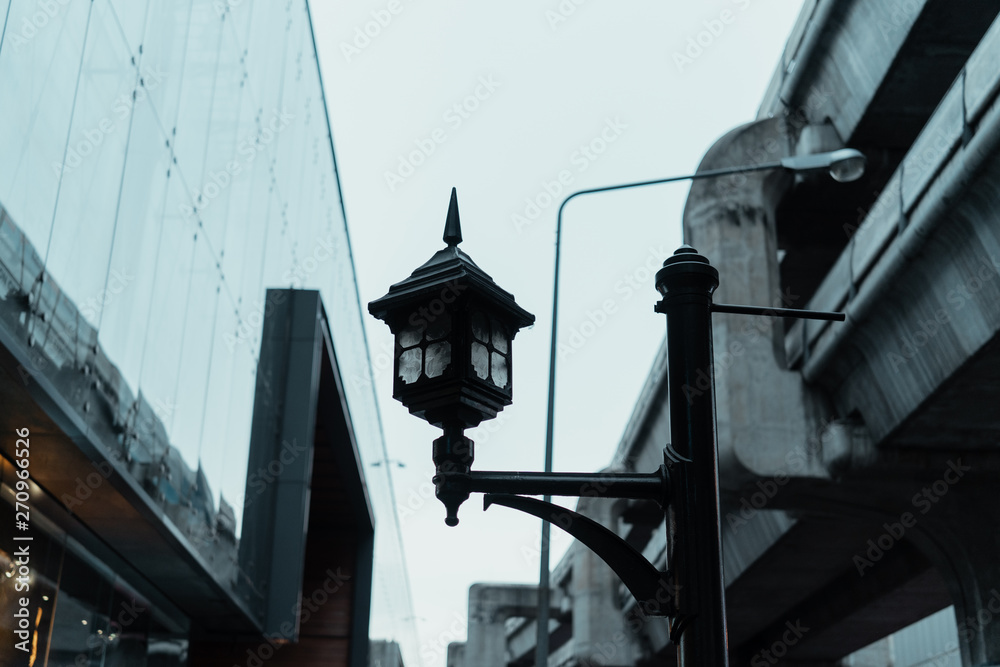 street lamp in front of building