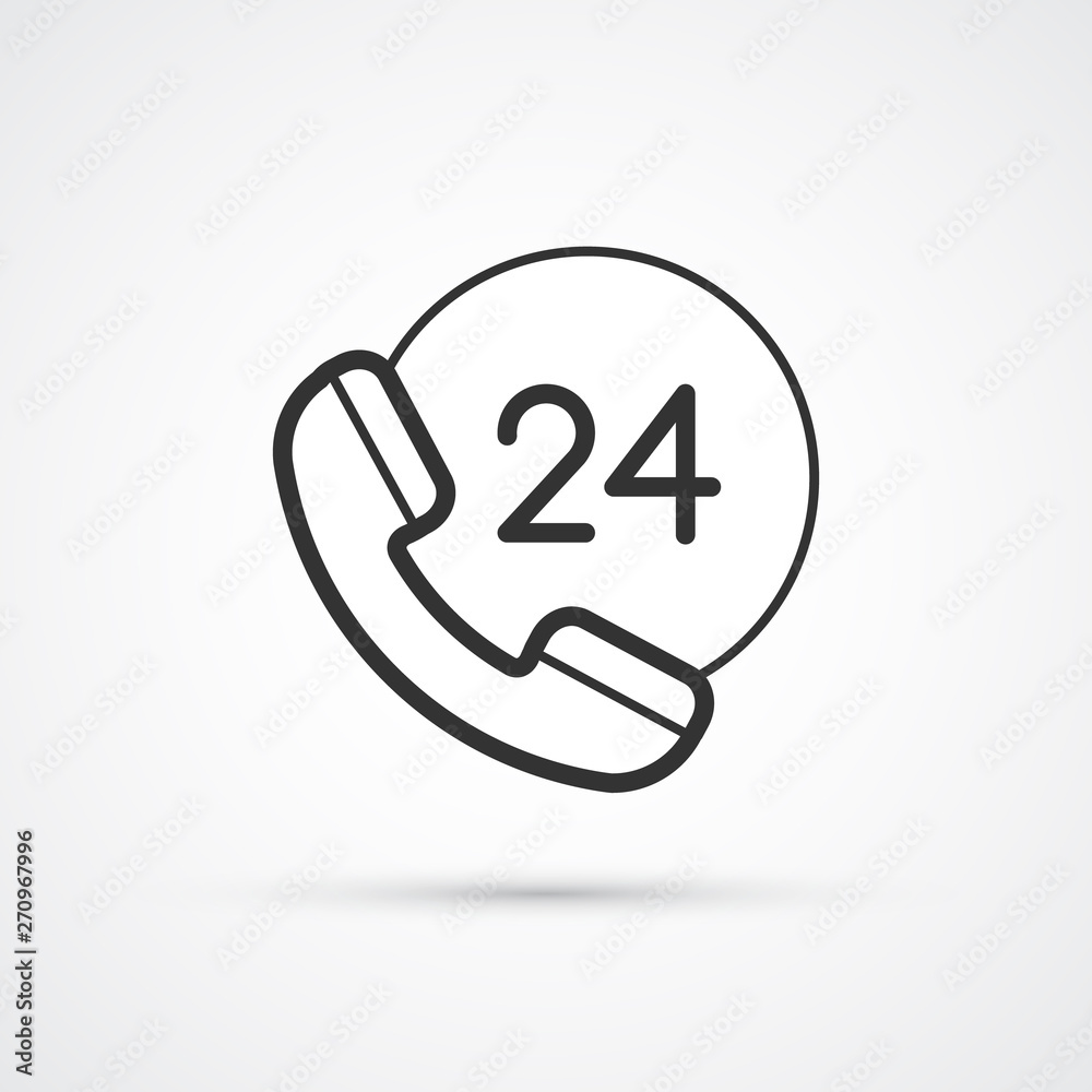 Phone 24 support flat line icon. Vector eps10 Phone 24 support flat line icon. Vector eps10