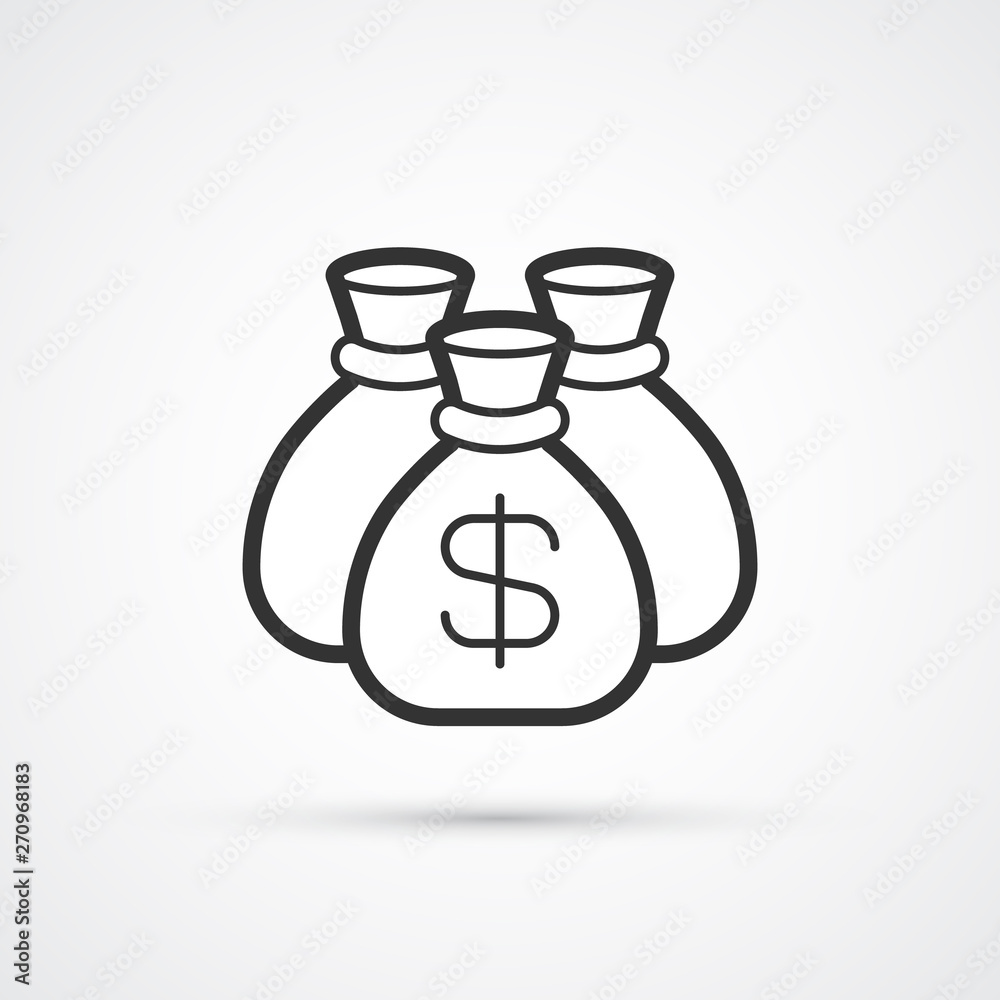 Money Bag flat line black icon. Vector eps10 Money Bag flat line black icon. Vector eps10