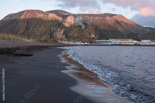 Fototapeta Naklejka Na Ścianę i Meble -  Black beach on the aeolian island Vulcano