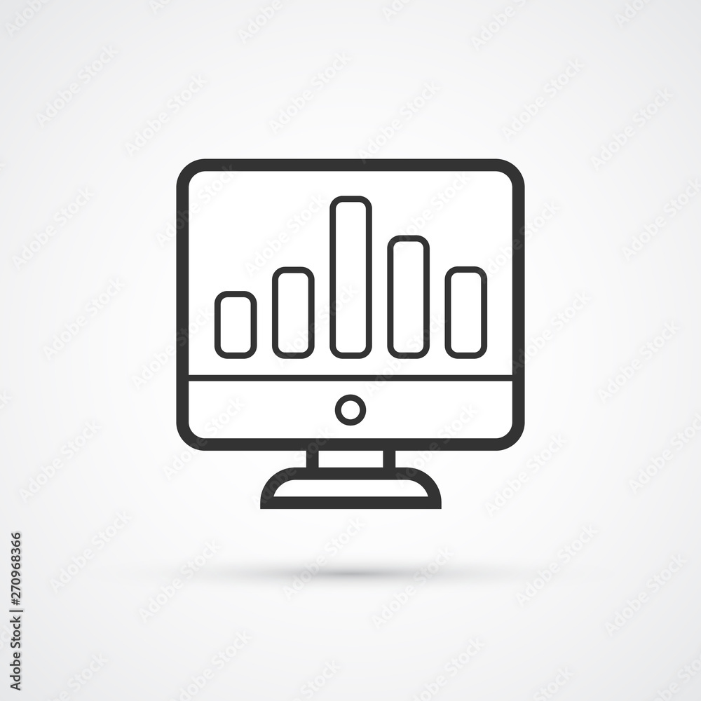 Chart presentation flat line trendy black icon. Vector eps10 Chart presentation flat line trendy black icon. Vector eps10