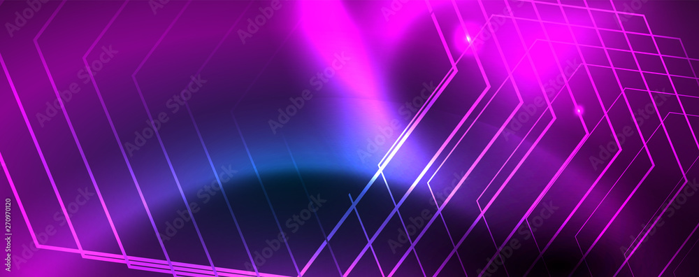 Neon glowing techno lines, hi-tech futuristic abstract background template, vector Neon glowing techno lines, hi-tech futuristic abstract background template, vector