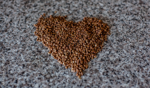 buckwheat in the form of hearts on the table