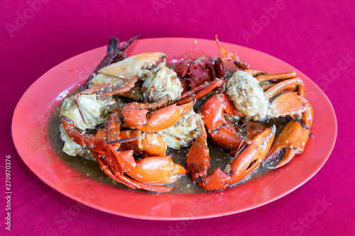 Serving of simple sweet and sour chili crab