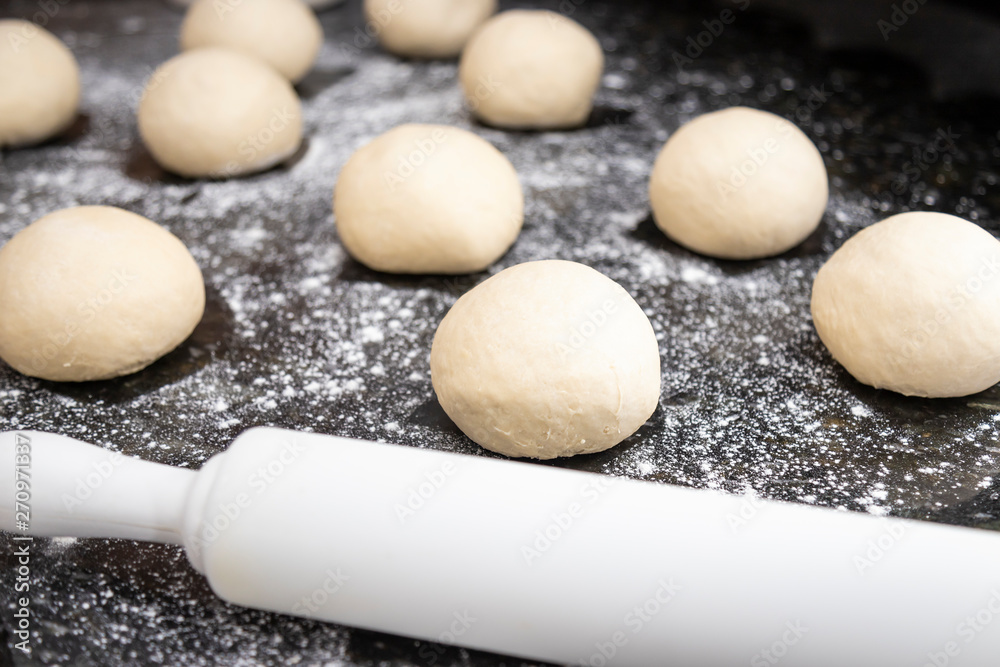 Preparing dough for pizza Preparing dough for pizza
