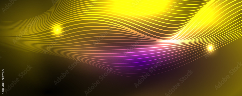 Neon vector wave lines abstract background, magic futuristic techno design Neon vector wave lines abstract background, magic futuristic techno design