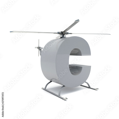 3D illustration of letter C helicopter