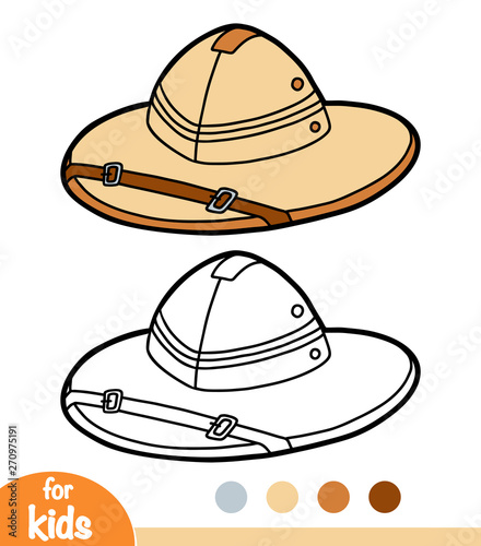 Coloring book, cartoon headwear, Pith helmet