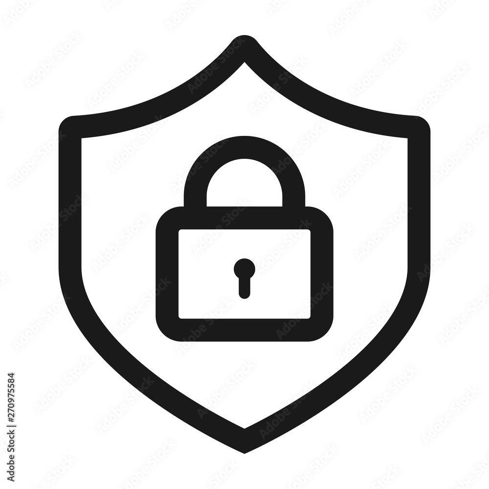 lock security shield - minimal line web icon. simple vector illustration. concept for infographic, website or app. lock security shield - minimal line web icon. simple vector illustration. concept for infographic, website or app.