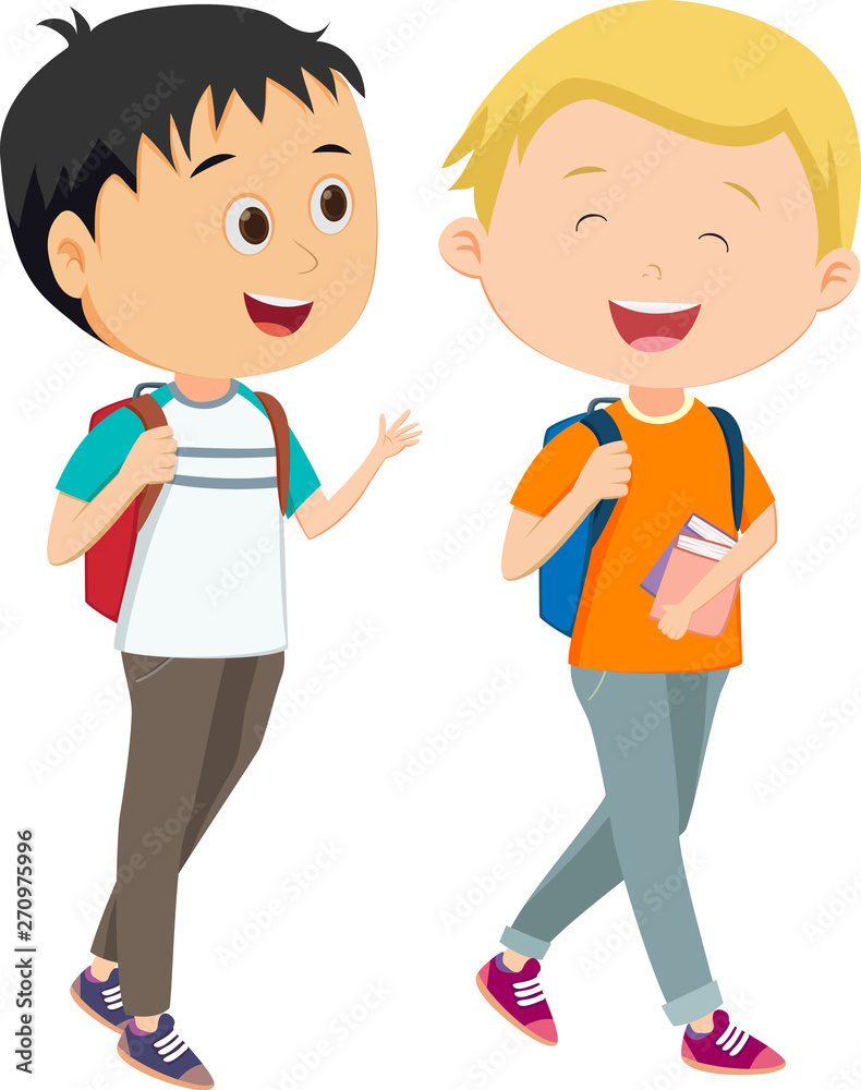 schoolboy  go to school together