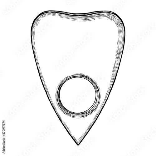 Hand drawn divination board planchette isolated blank. Stylized drawing of decorative witchcraft, voodoo magic attribute. Illustration for Halloween. Vector.