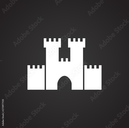 Castle icon on background for graphic and web design. Simple illustration. Internet concept symbol for website button or mobile app.