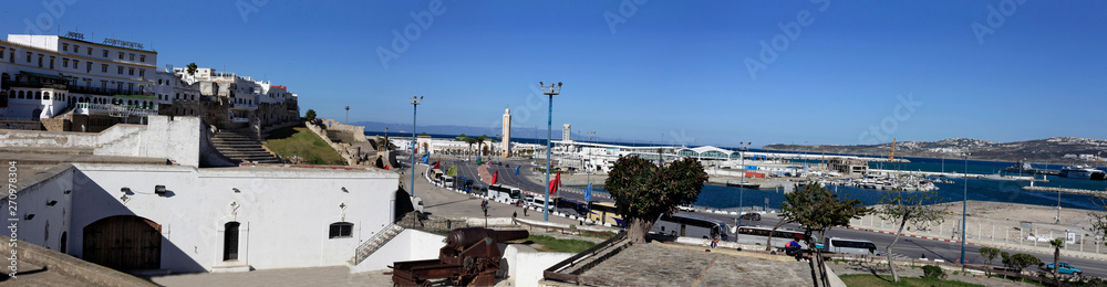 Tangier city center in Morocco. Tangier is a major city in northern Morocco. Tangier located on the North African coast at the western entrance to the Strait of Gibraltar