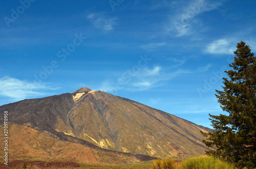Volcano El Teide in The National Park of Las Canadas del Teide located in the centre of Tenerife,Canary Islands, Spain.The most famous tourist attraction.Beautiful nature landscape background.