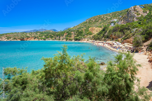 Tropical beach of Voulisma beach, Istron, Crete, Greece. © gatsi