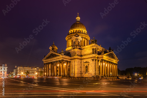 St. Isaac's Cathedral at white night, Saint Petersburg, Russia © SANCHAI