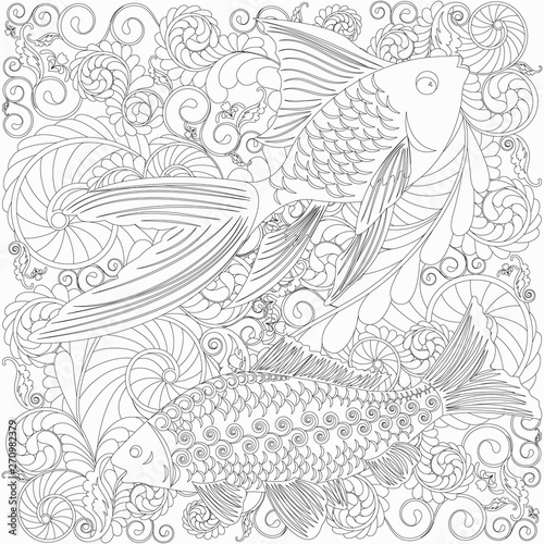 coloring antistress with a seabed and fish