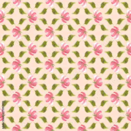 Blur water colour flower, faded seamless pattern