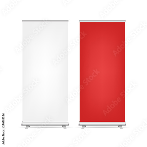Two Roll Up Banners Set Isolated