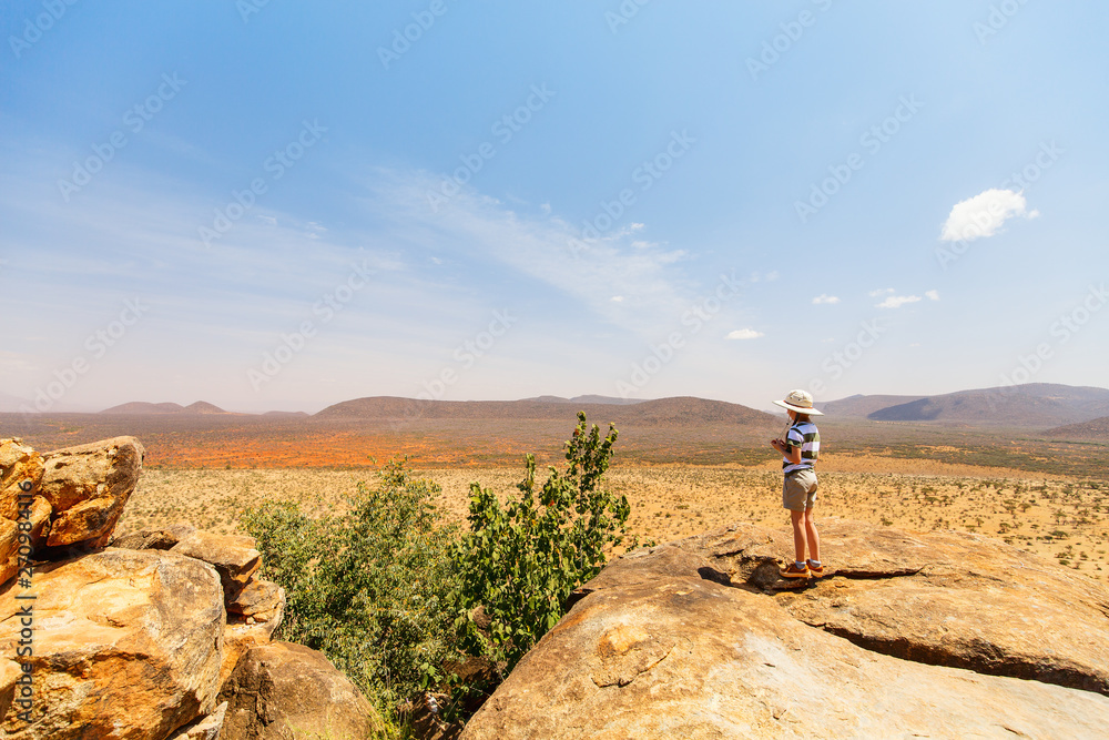 Young girl in safari in Africa