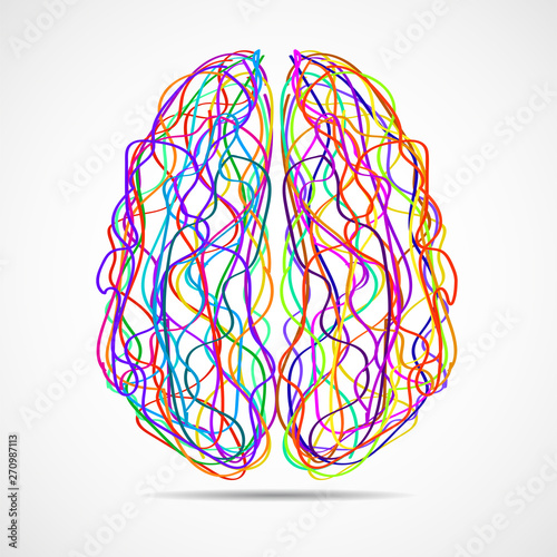 Abstract human brain of colorful striples and lines