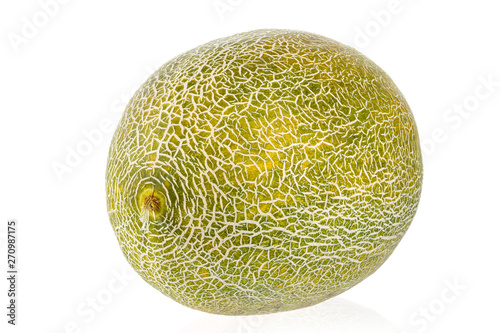 close-up view of fresh melon isolated on white background.