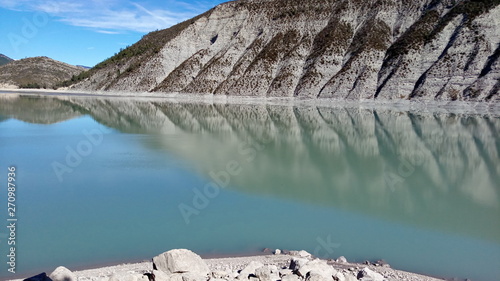 mountain blue turquoise lake in the alps