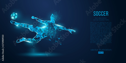 Fotografie, Tablou Abstract soccer player, footballer from particles on blue background