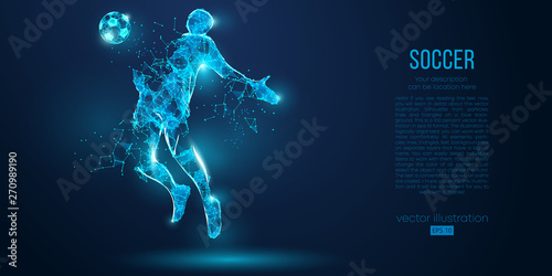 Canvastavla Abstract soccer player, footballer from particles on blue background