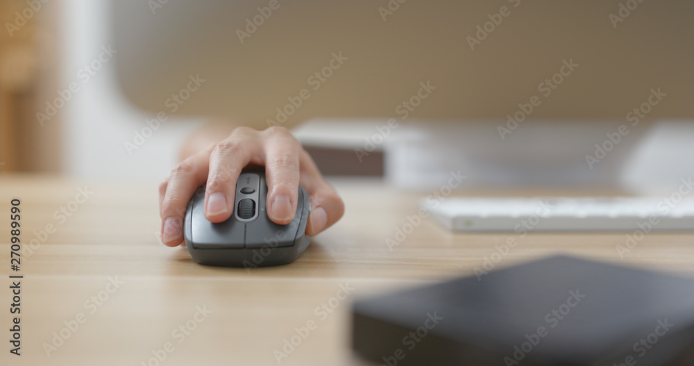 Fototapeta premium Woman use of computer inside office