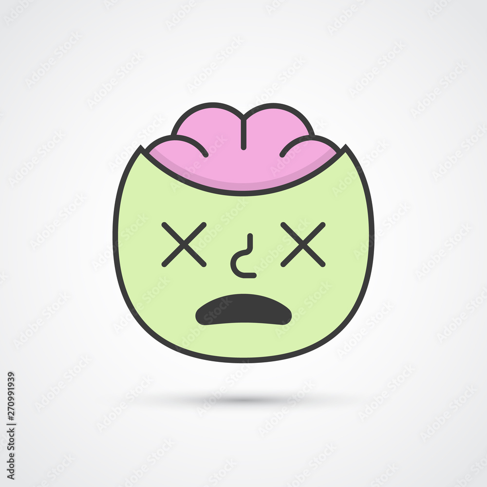 Zombie emoji face with big eyes. Vector eps10 Zombie emoji face with big eyes. Vector eps10