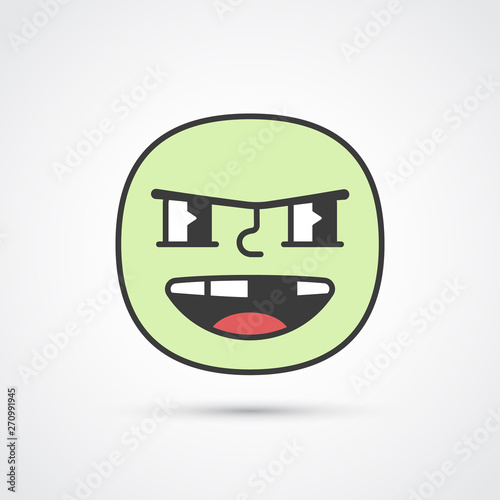 Rowdy emoji face with big eyes. Vector eps10