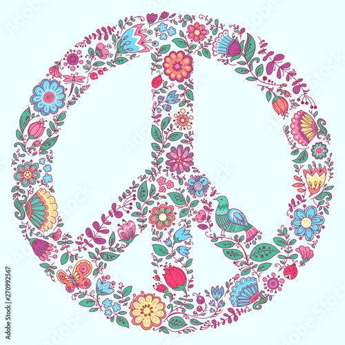 Peace Symbol Floral Ornament